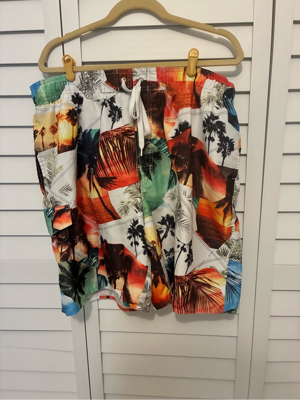 Men's Multicolor Tropical Palm Swim Board Shorts